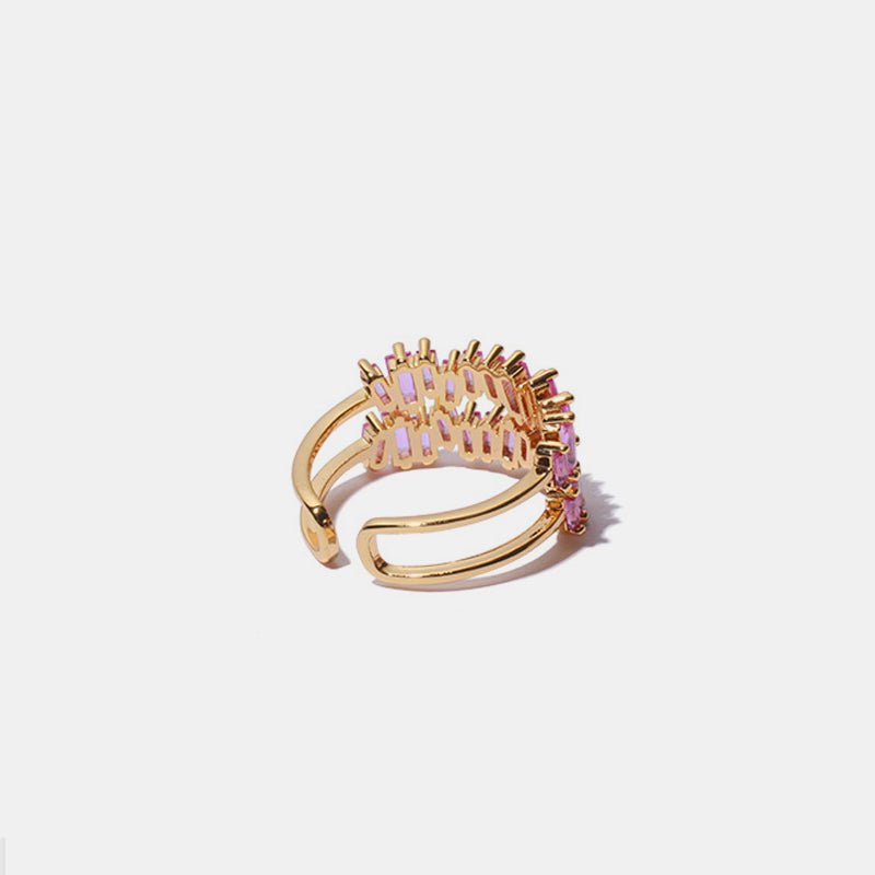 Brass Zircon Double - Layered Open Ring - Loulou Boutique