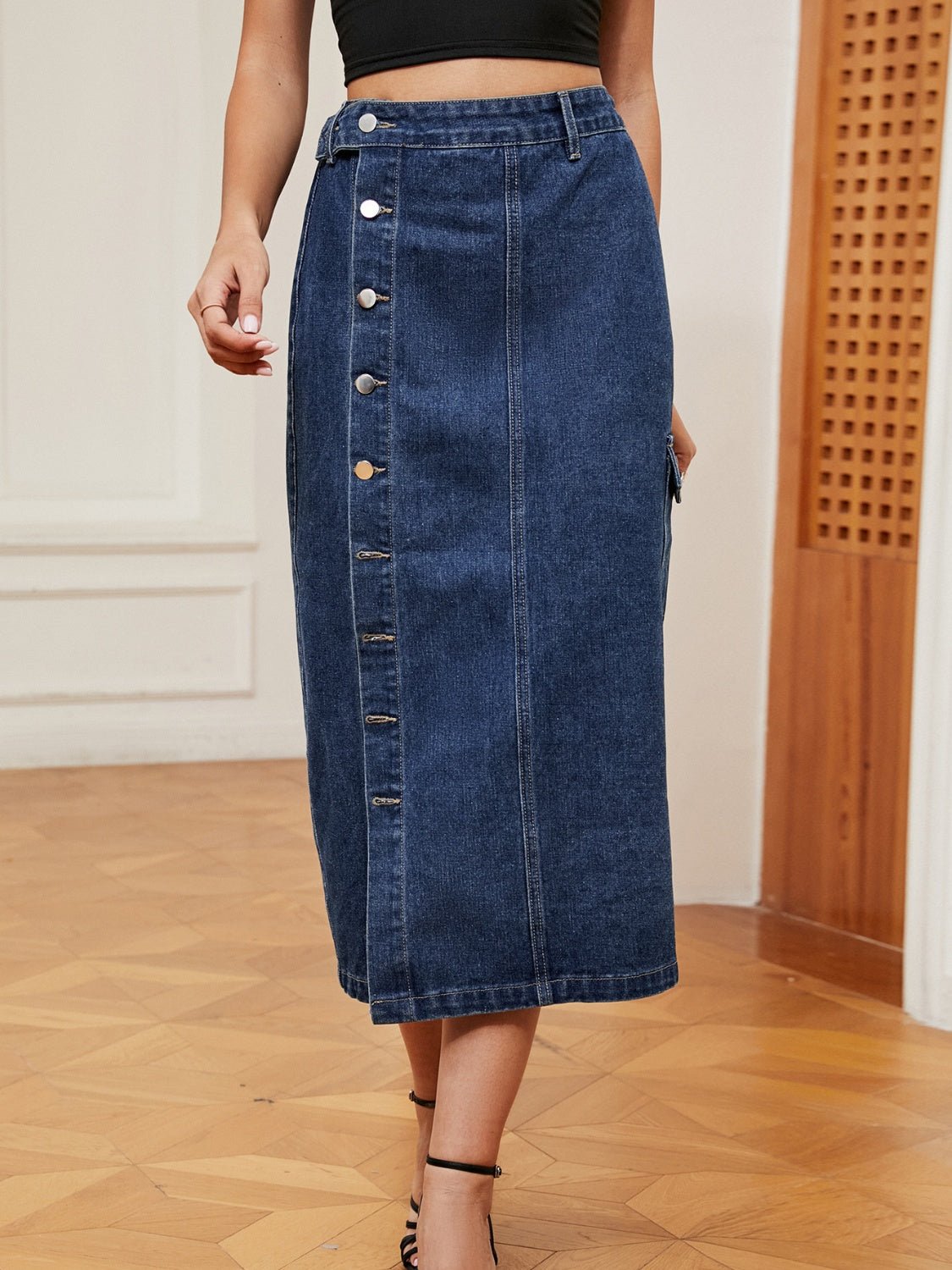 Button Down Denim Skirt - Loulou Boutique