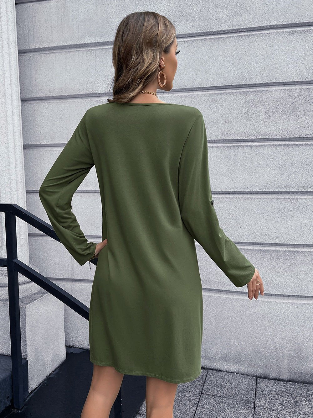 Button Down V - Neck Mini Dress - Loulou Boutique