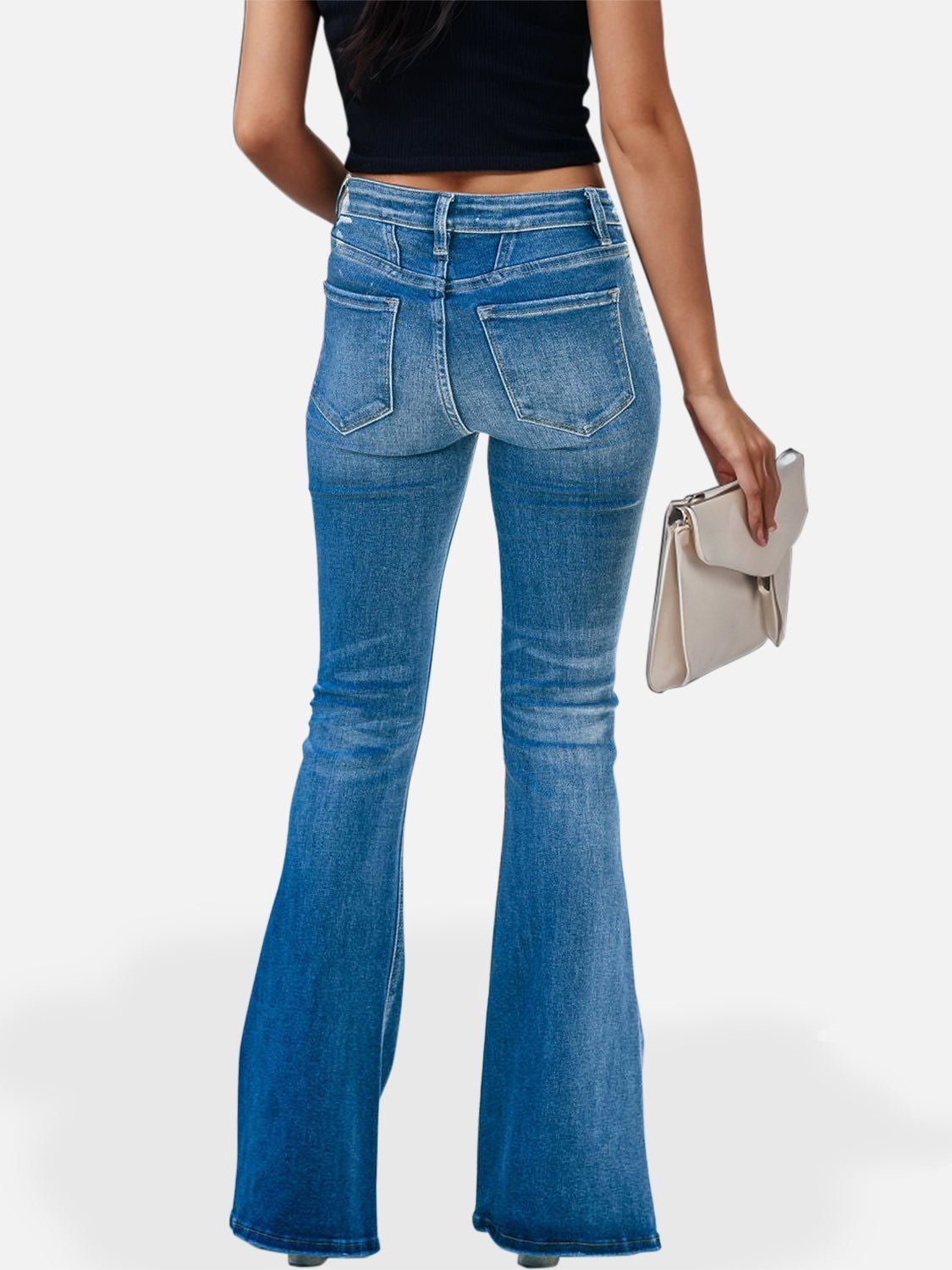 Button Fly Bootcut Jeans with Pockets - Loulou Boutique