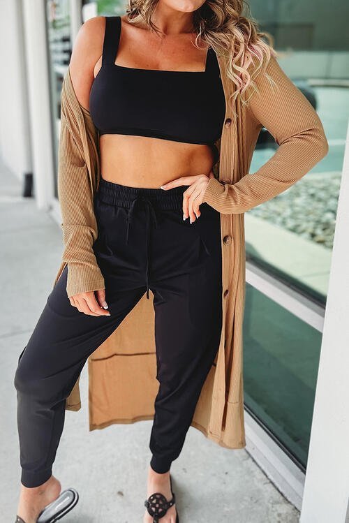 Button Up High - Low Long Sleeve Slit Cardigan - Loulou Boutique