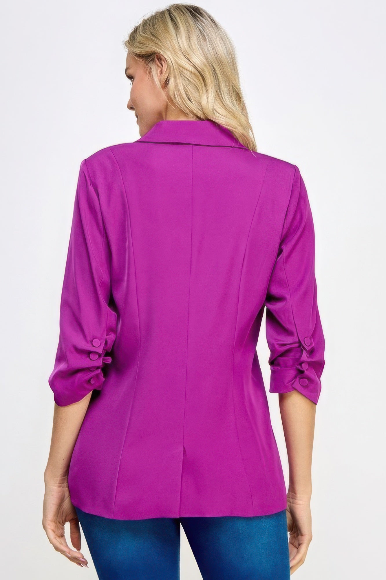 Buttoned Detail 3/4 Sleeve Blazer - Loulou Boutique