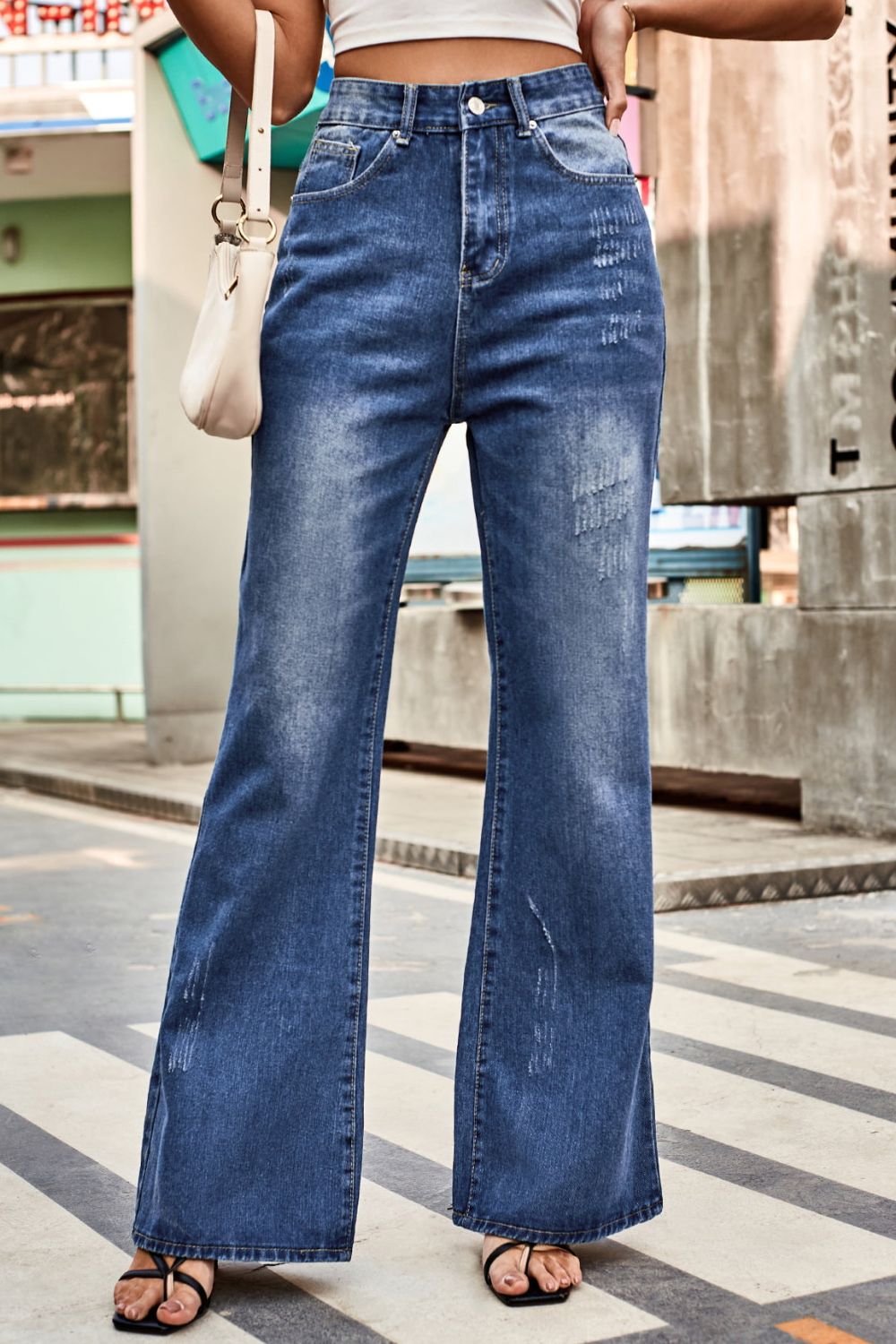 Buttoned Loose Fit Jeans with Pockets - Loulou Boutique