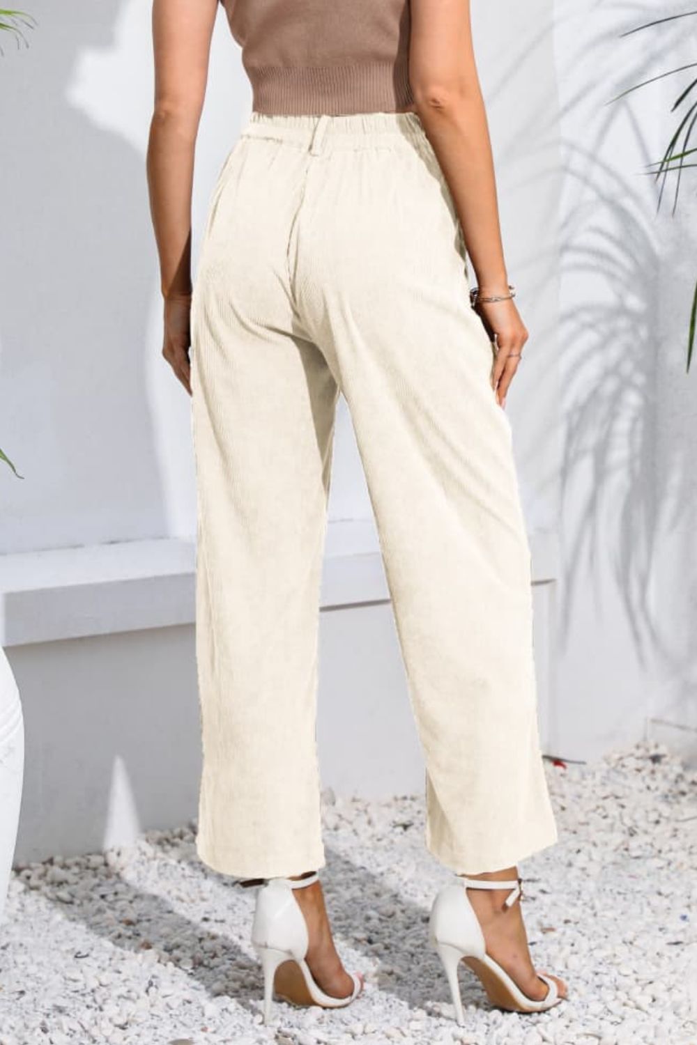 Buttoned Straight Hem Long Pants - Loulou Boutique