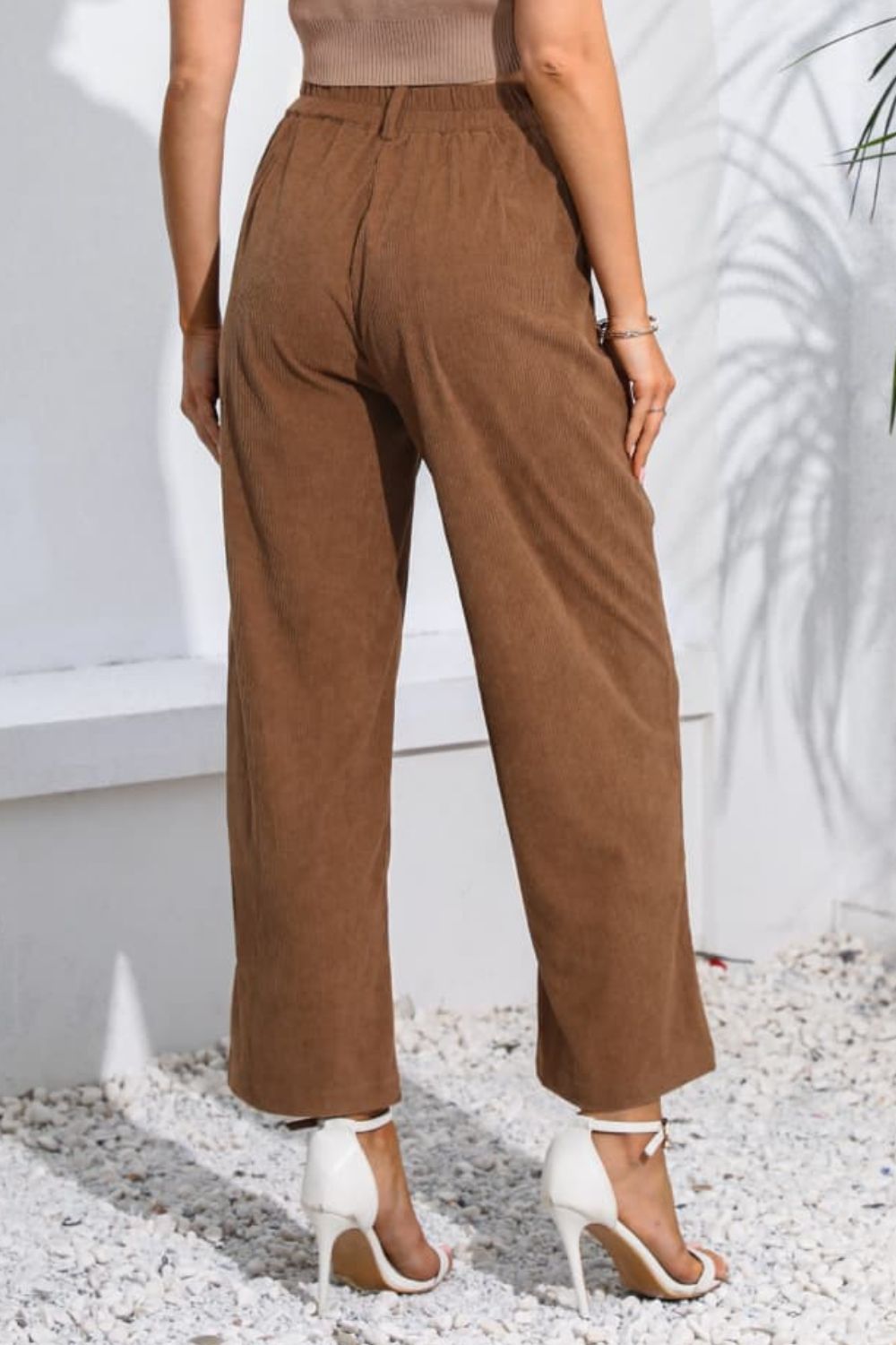 Buttoned Straight Hem Long Pants - Loulou Boutique