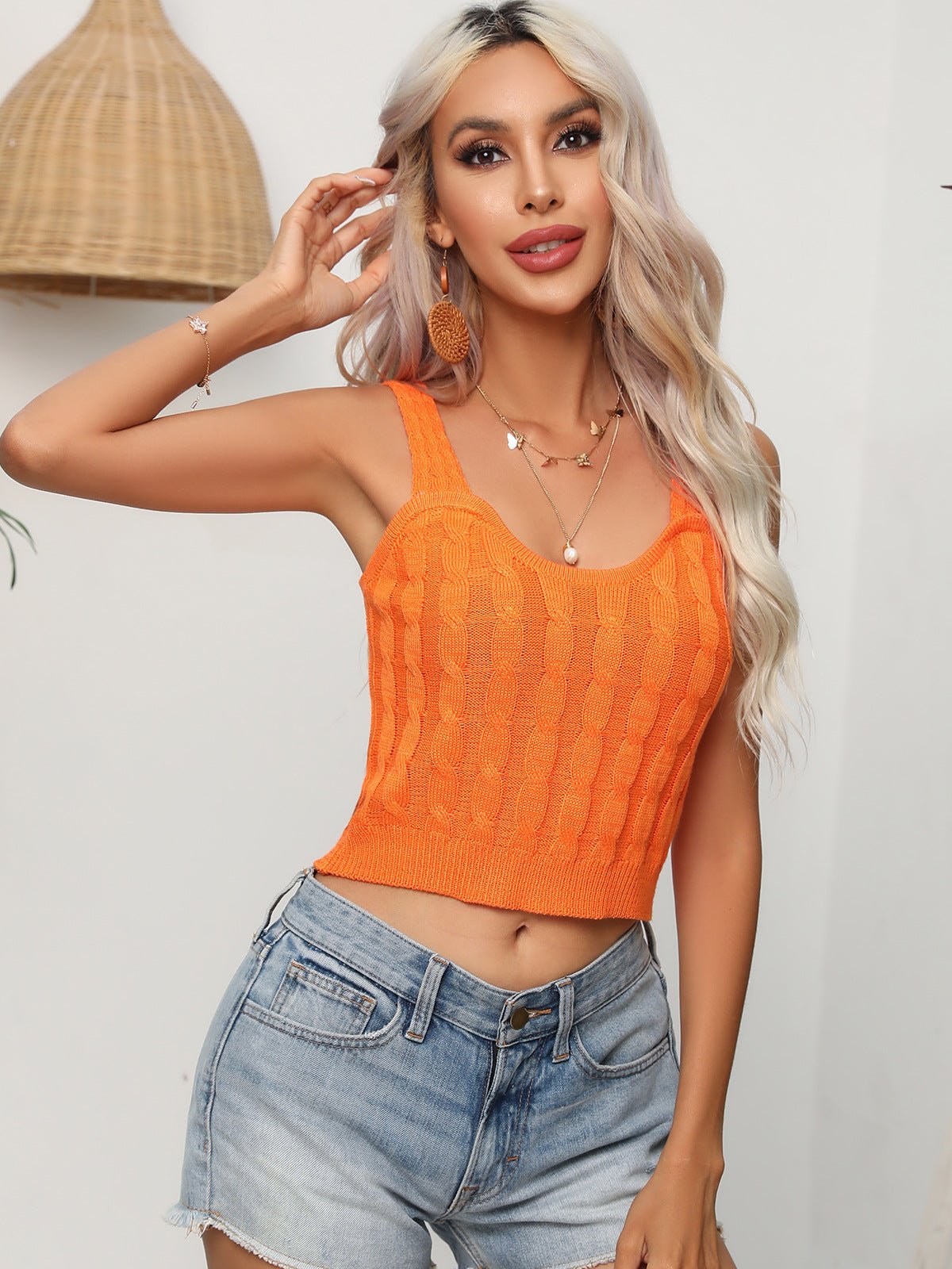 Cable - Knit Cropped Knit Tank - Loulou Boutique