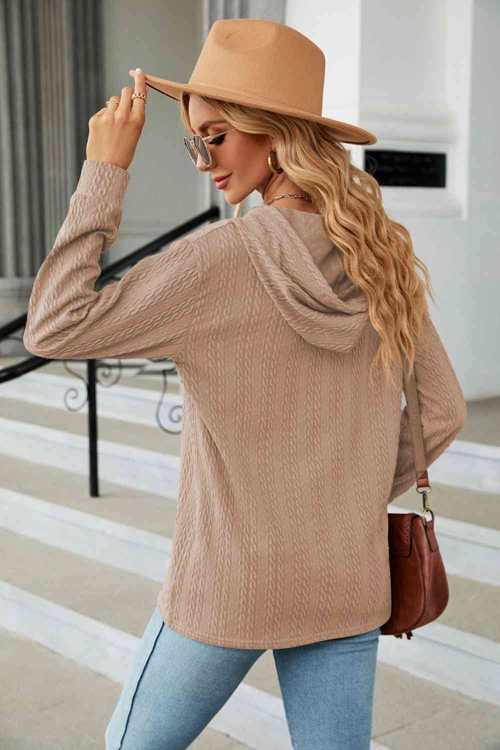 Cable - Knit Long Sleeve Hoodie - Loulou Boutique