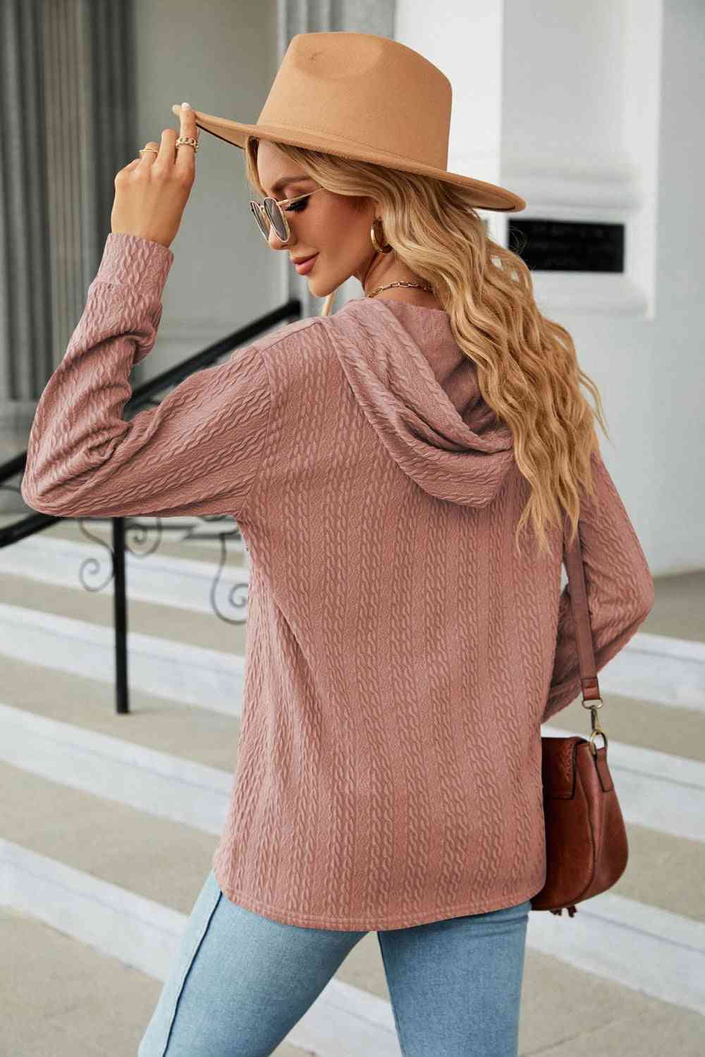 Cable - Knit Long Sleeve Hoodie - Loulou Boutique