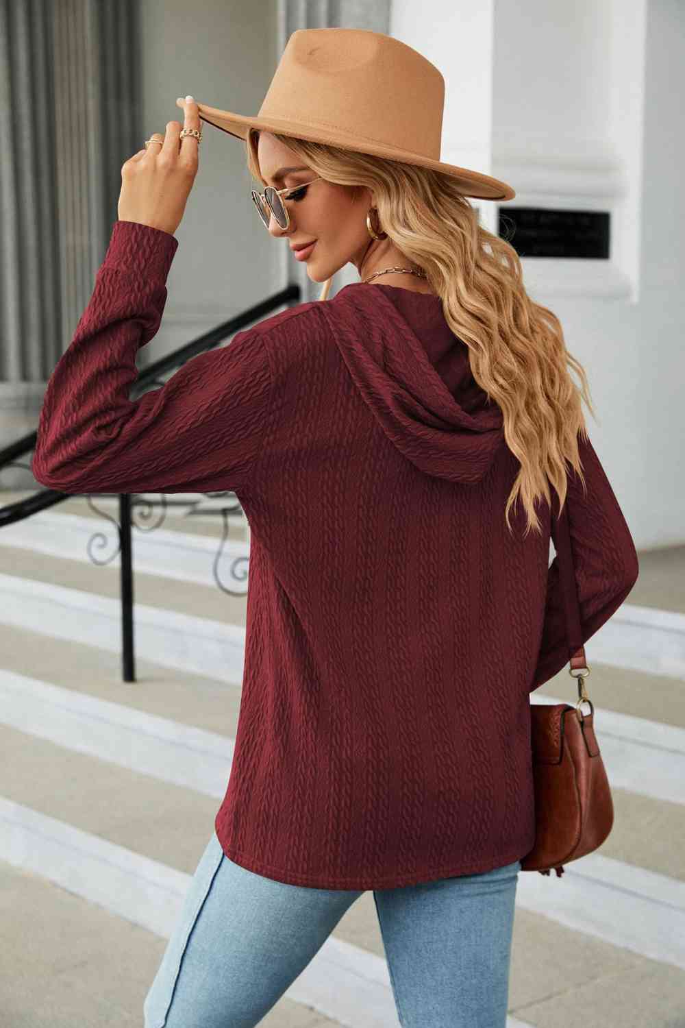 Cable - Knit Long Sleeve Hoodie - Loulou Boutique