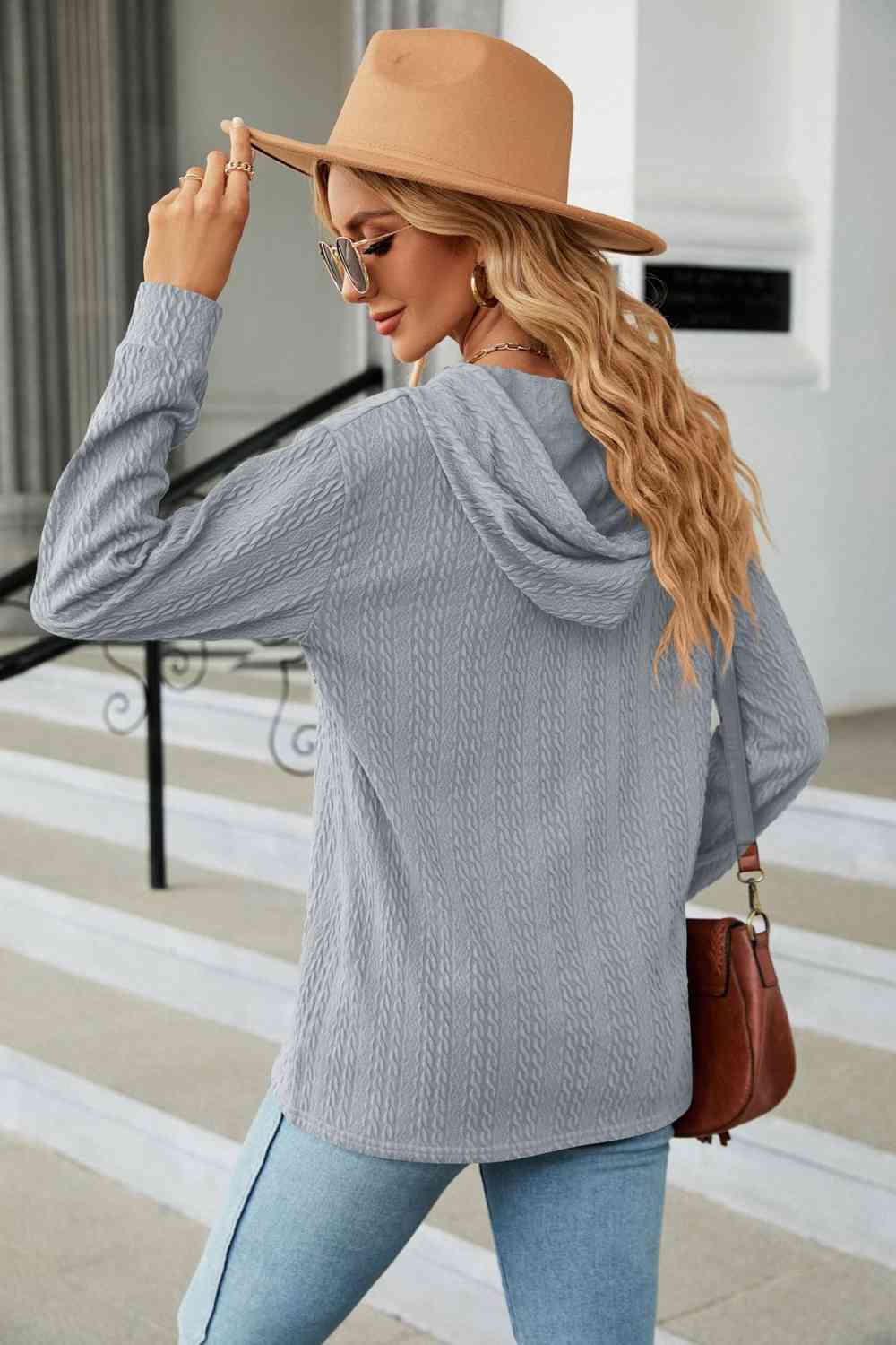 Cable - Knit Long Sleeve Hoodie - Loulou Boutique