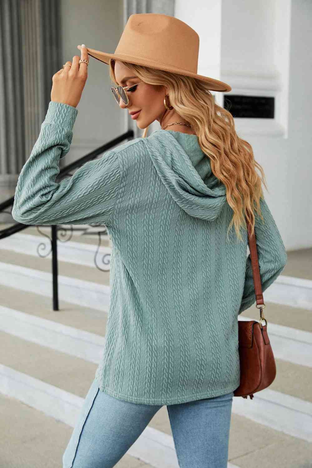 Cable - Knit Long Sleeve Hoodie - Loulou Boutique