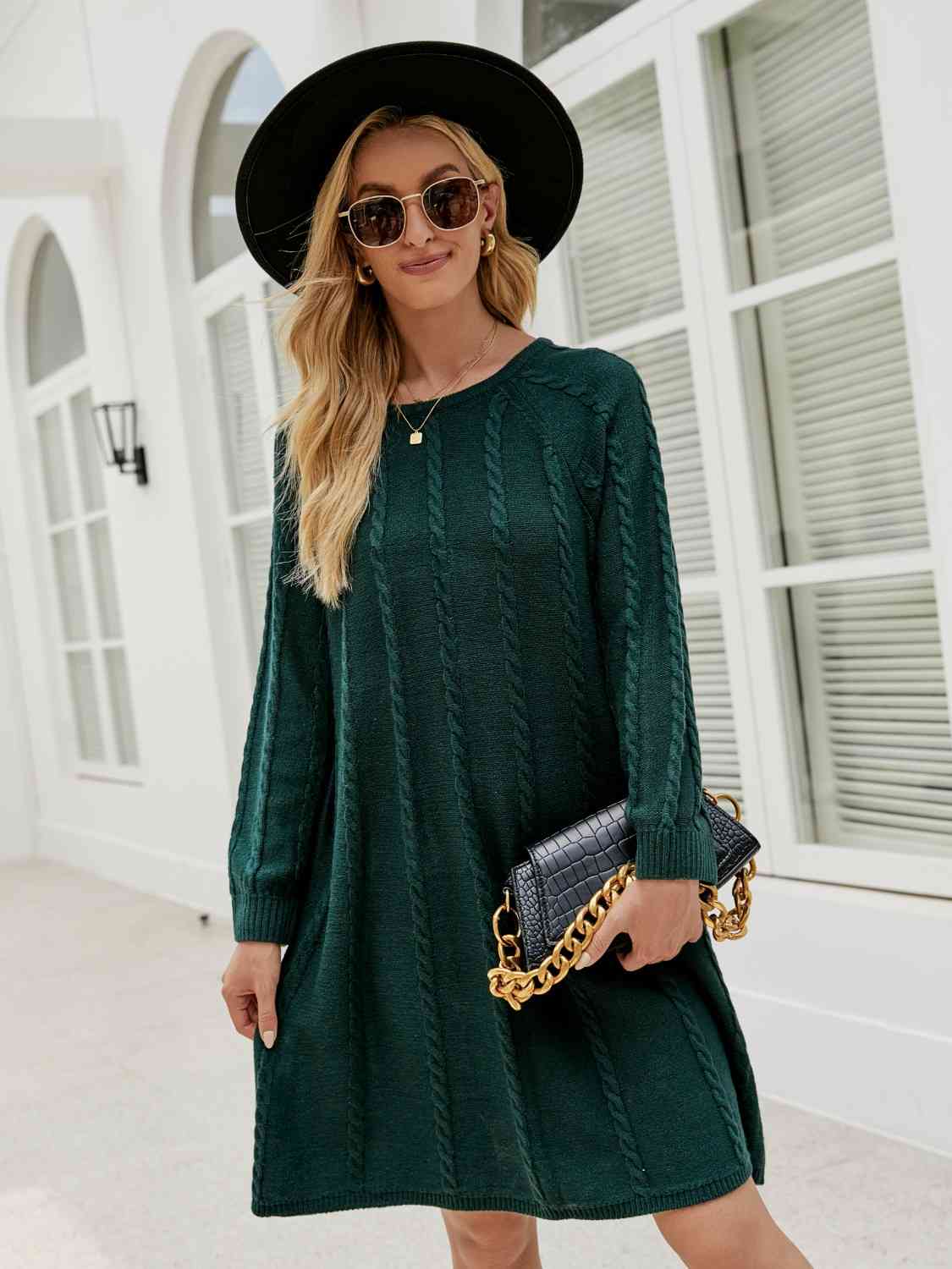 Cable - Knit Long Sleeve Sweater Dress - Loulou Boutique