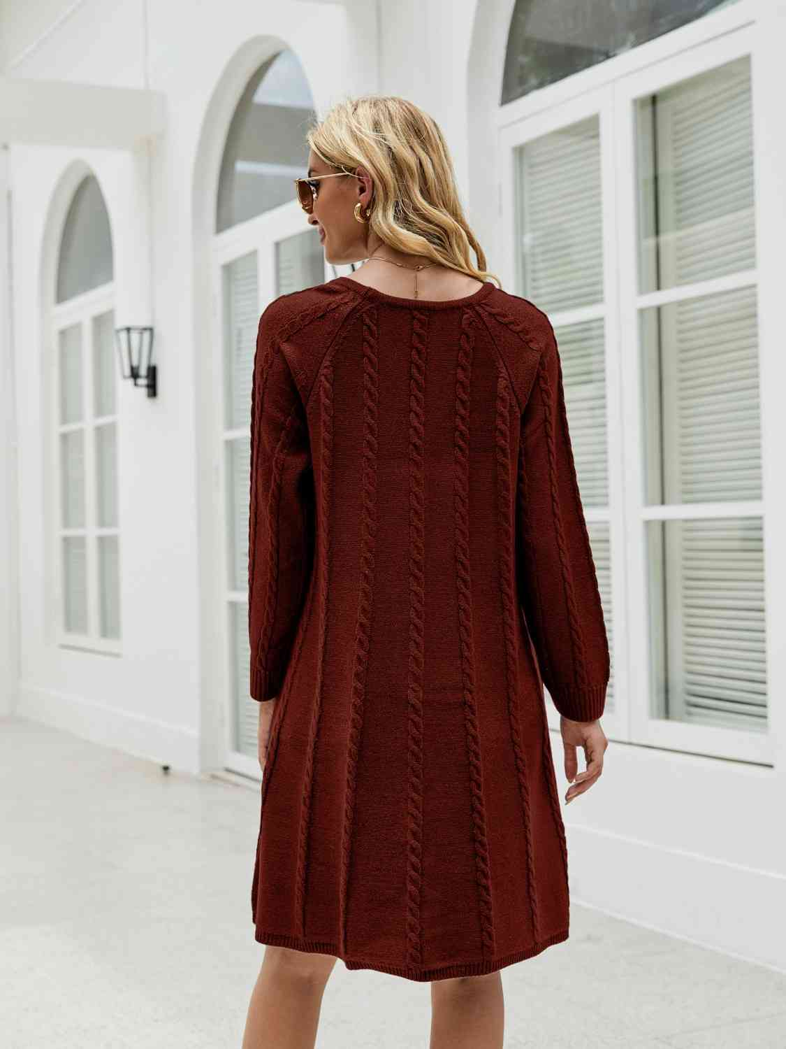 Cable - Knit Long Sleeve Sweater Dress - Loulou Boutique