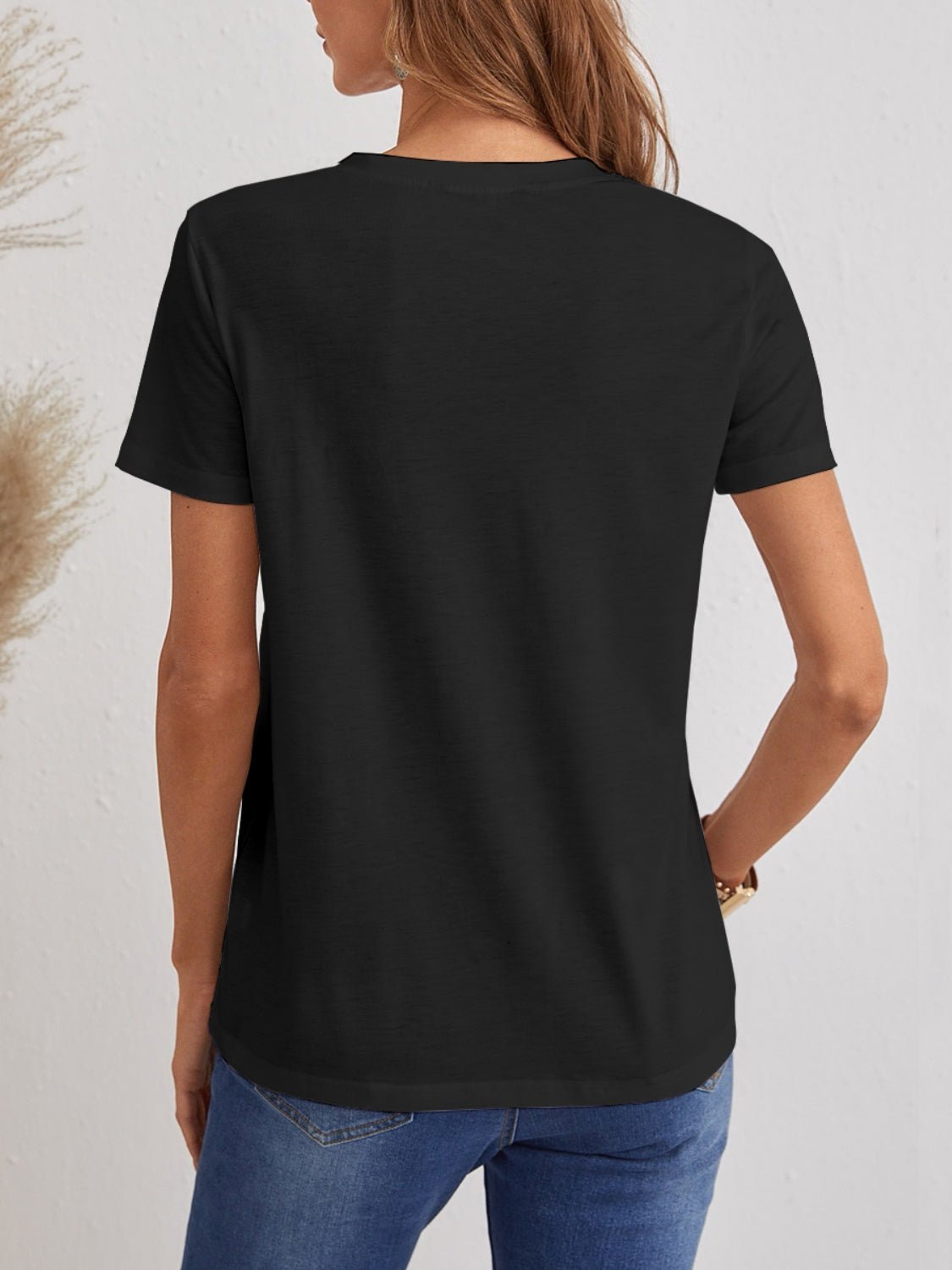 Cat V - Neck Short Sleeve T-Shirt - Loulou Boutique