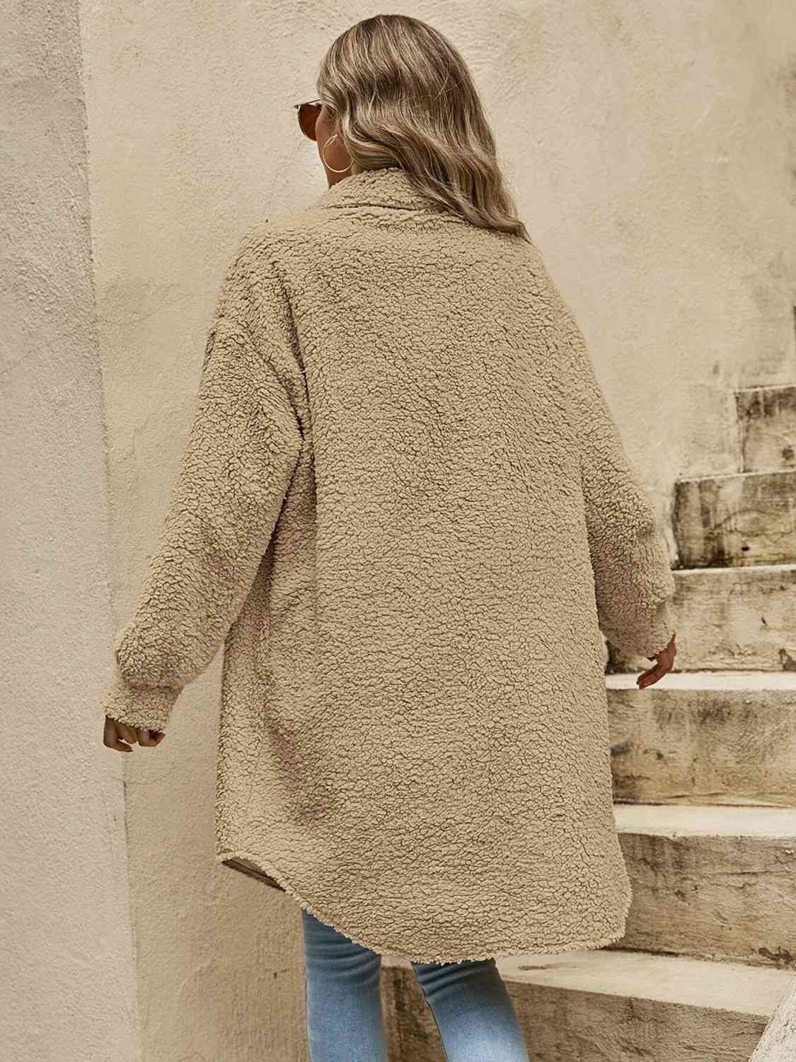 Collared Button Down Coat - Loulou Boutique