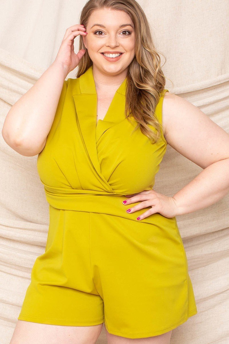 Collared Neck Plus Size Romper - Loulou Boutique