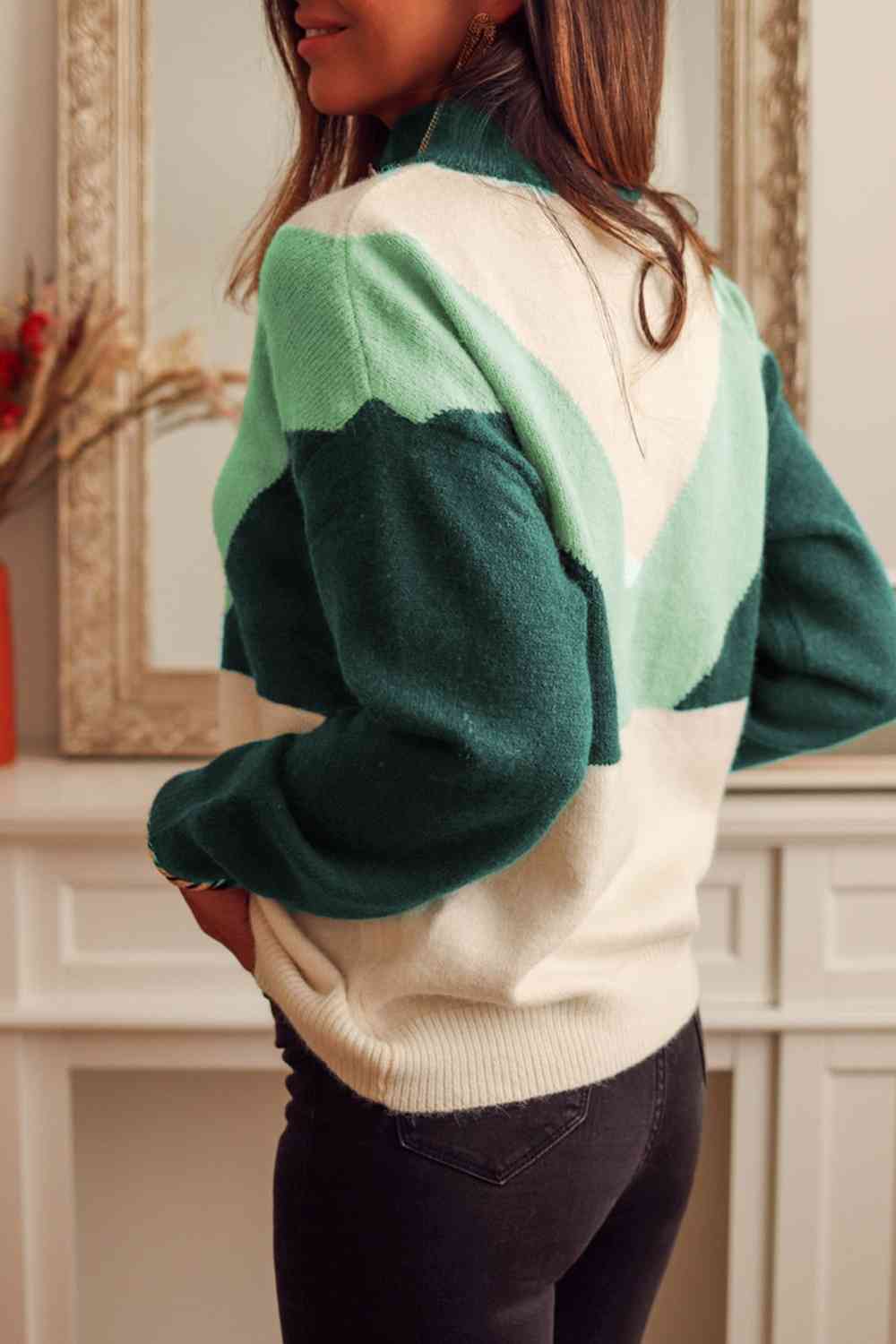Color Block Buttoned Sweater - Loulou Boutique
