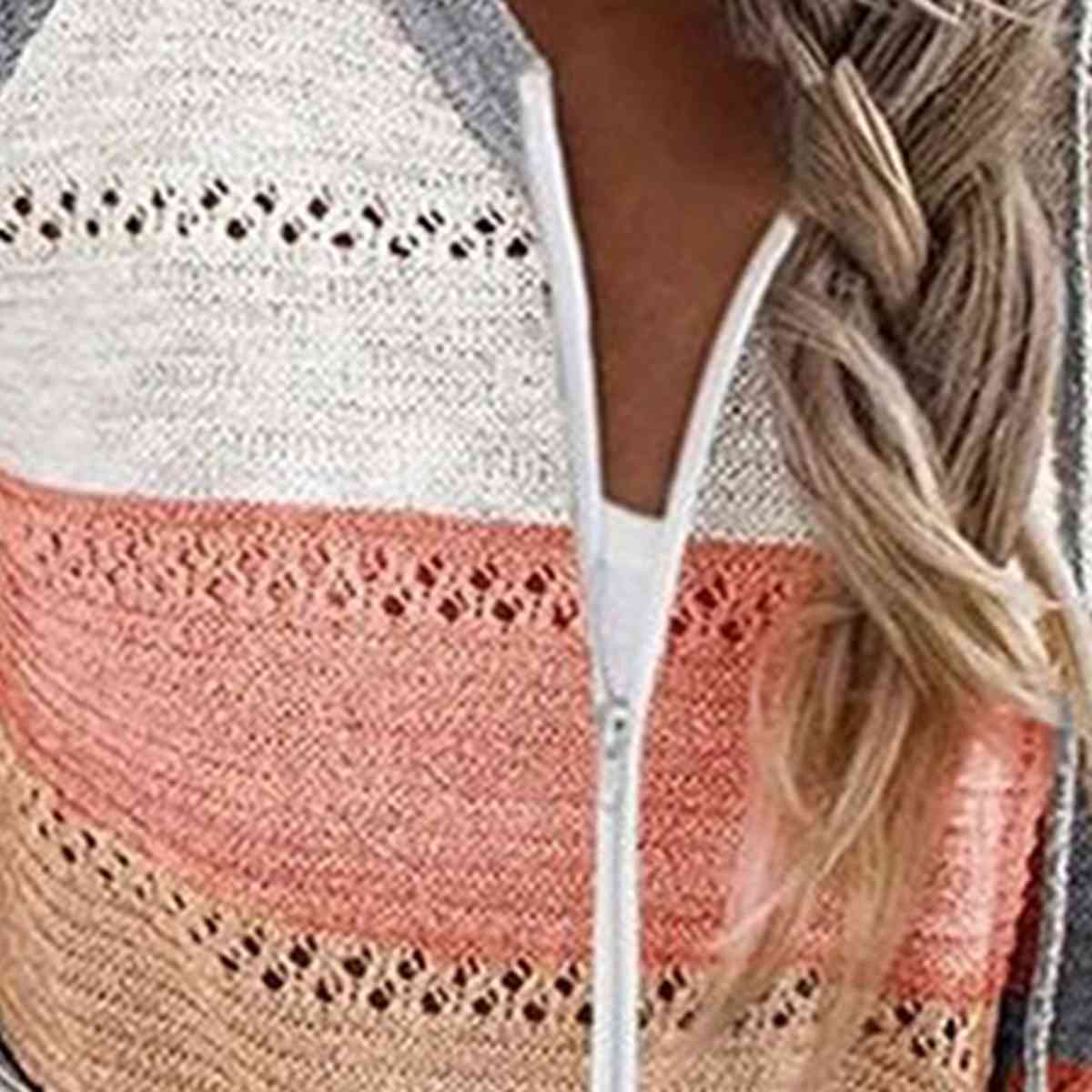 Color Block Drawstring Hooded Sweater - Loulou Boutique