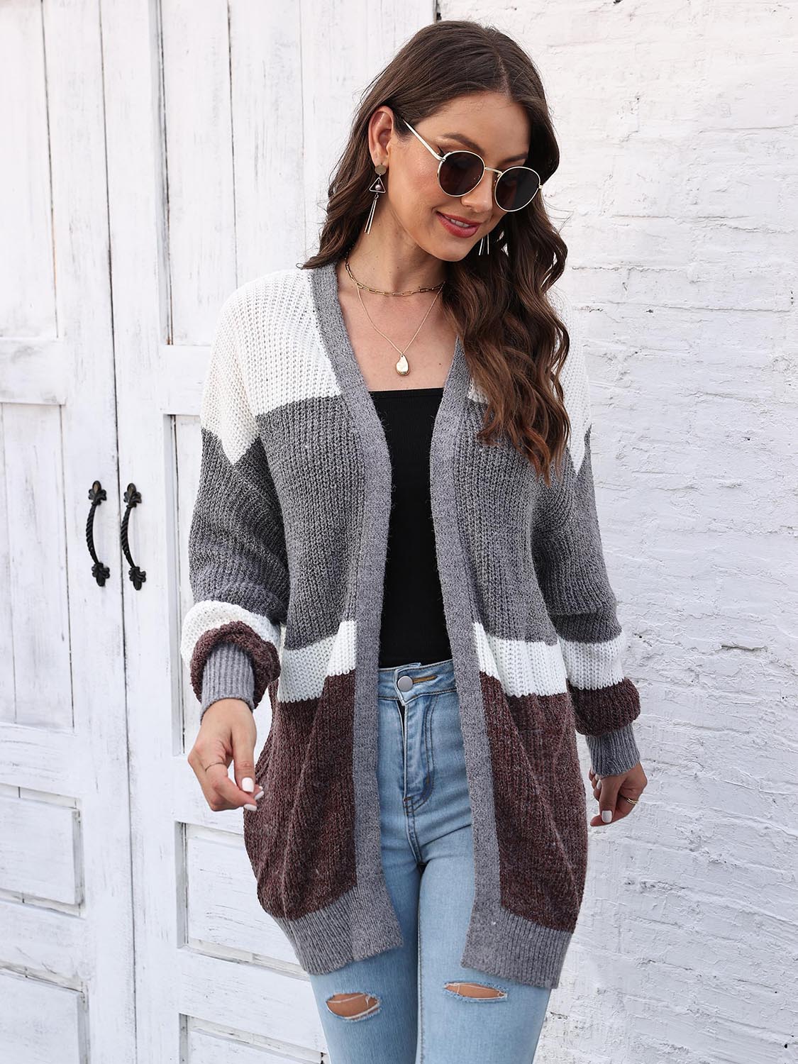 Color Block Open Front Cardigan - Loulou Boutique