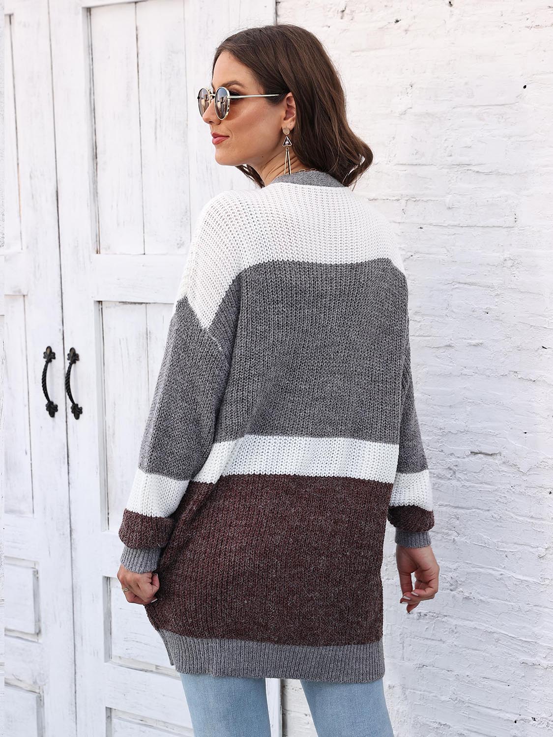Color Block Open Front Cardigan - Loulou Boutique