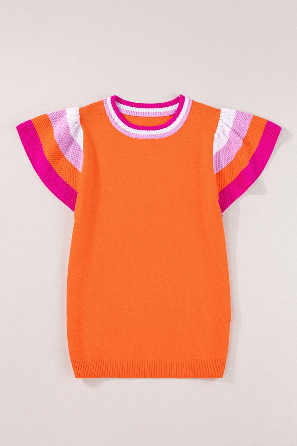 Color Block Round Neck Knit Top - Loulou Boutique