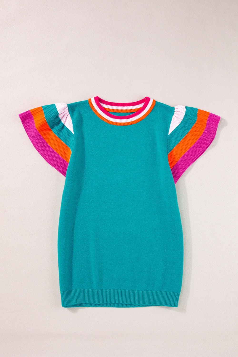 Color Block Round Neck Knit Top - Loulou Boutique