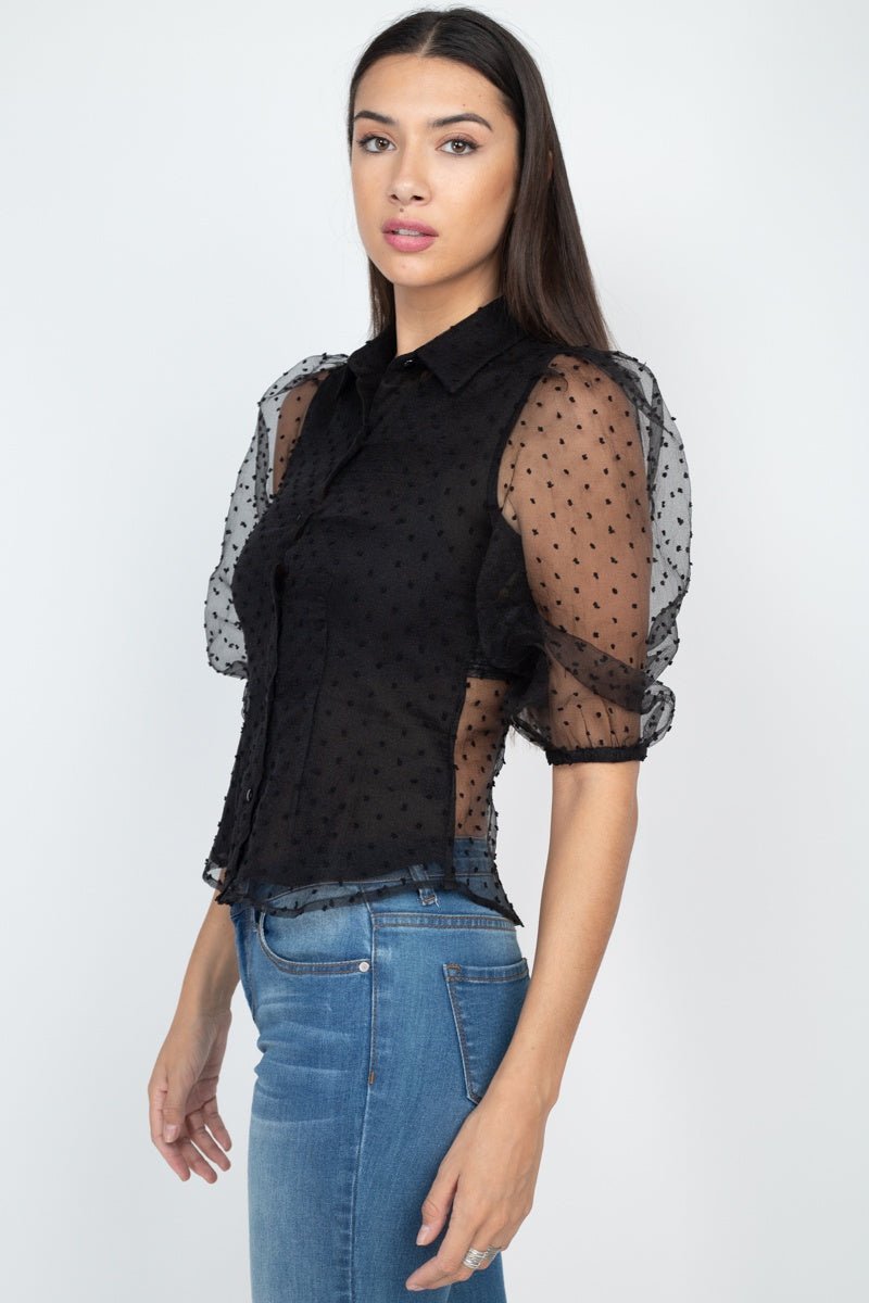 Contrast Dot Print Top - Loulou Boutique