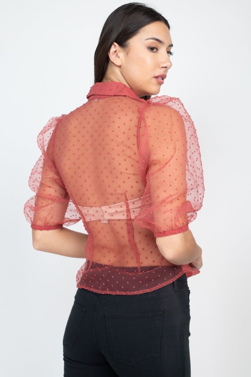 Contrast Dot Print Top - Loulou Boutique