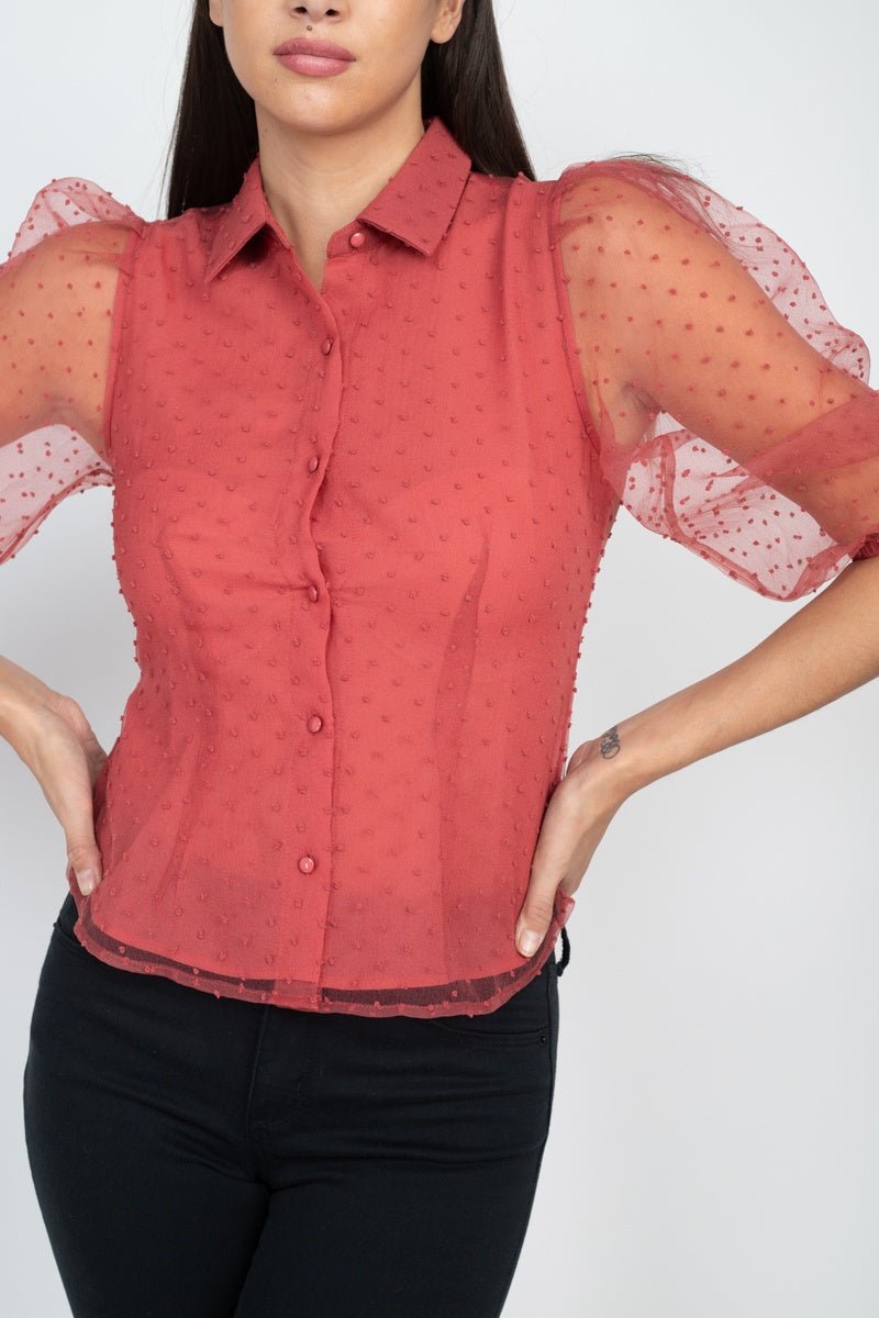 Contrast Dot Print Top - Loulou Boutique