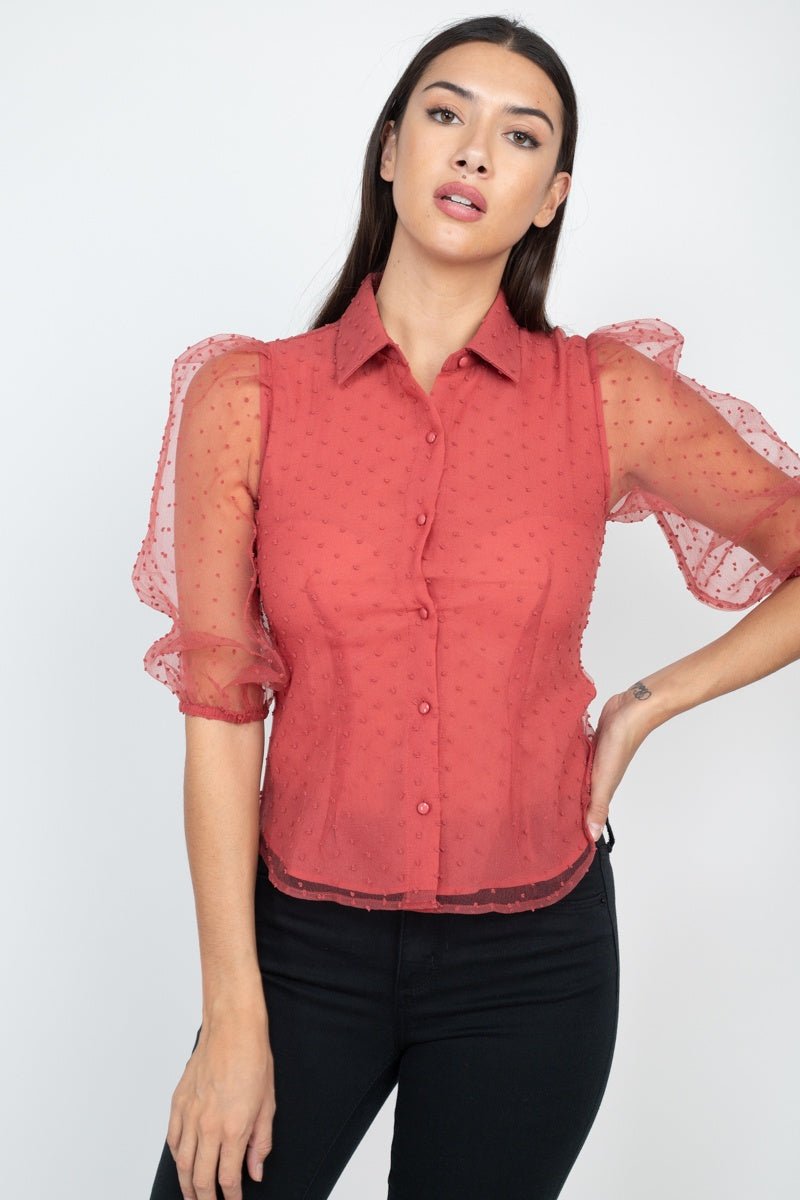 Contrast Dot Print Top - Loulou Boutique