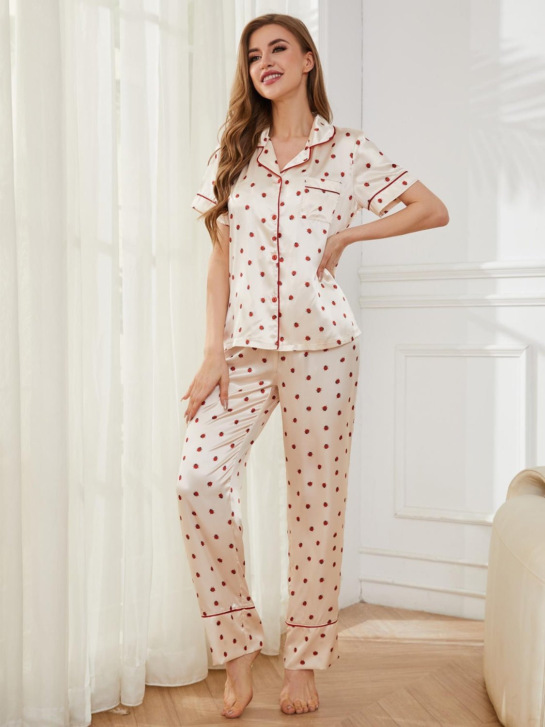 Contrast Piping Pocketed Top and Pants Lounge Set - Loulou Boutique