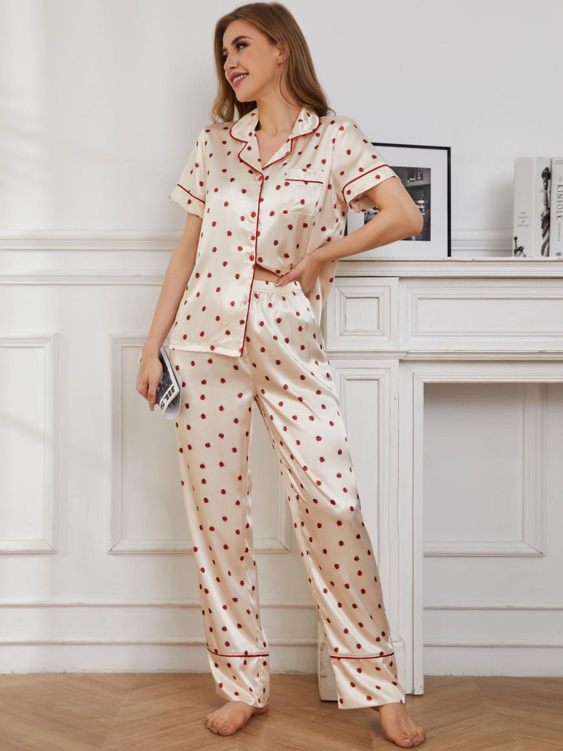 Contrast Piping Pocketed Top and Pants Lounge Set - Loulou Boutique