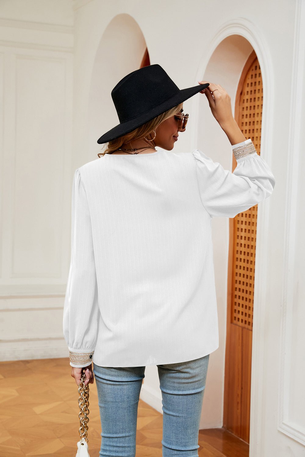 Contrast Puff Sleeve Blouse - Loulou Boutique