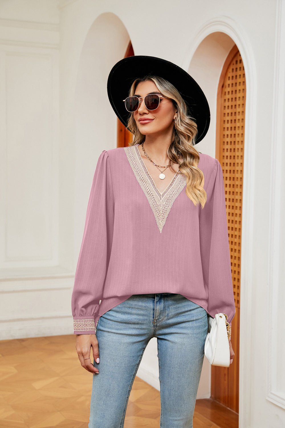 Contrast Puff Sleeve Blouse - Loulou Boutique