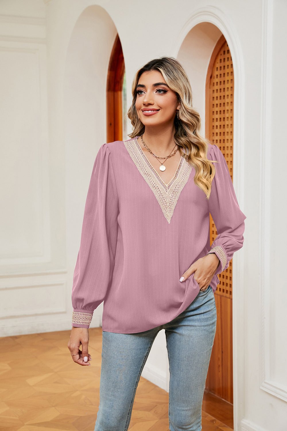 Contrast Puff Sleeve Blouse - Loulou Boutique