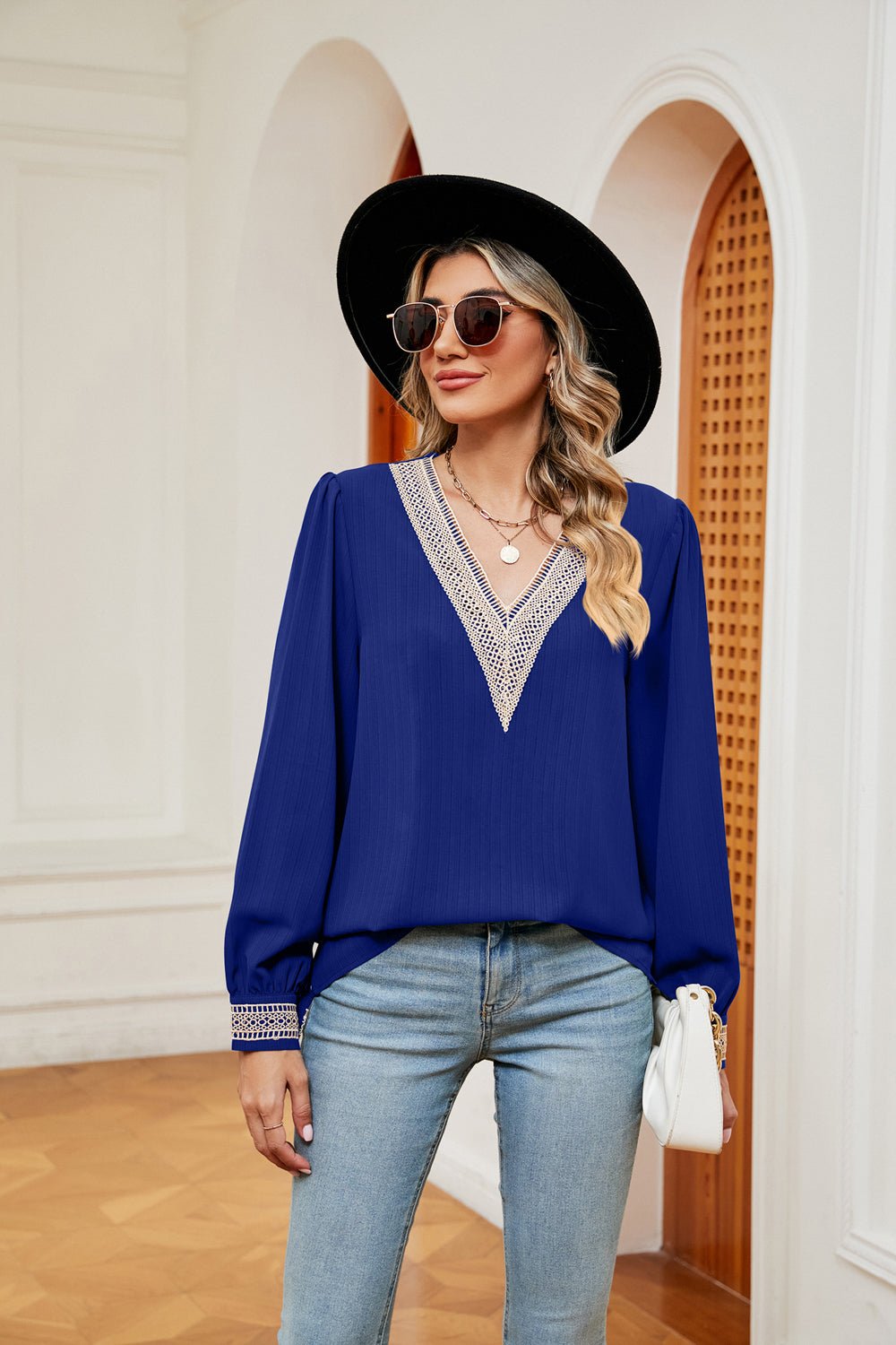 Contrast Puff Sleeve Blouse - Loulou Boutique