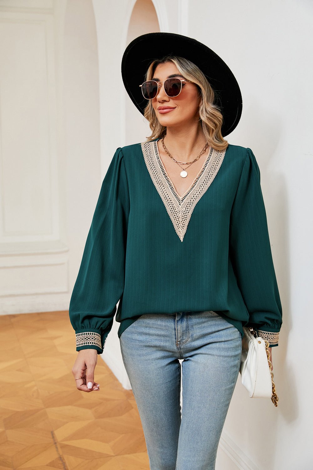 Contrast Puff Sleeve Blouse - Loulou Boutique