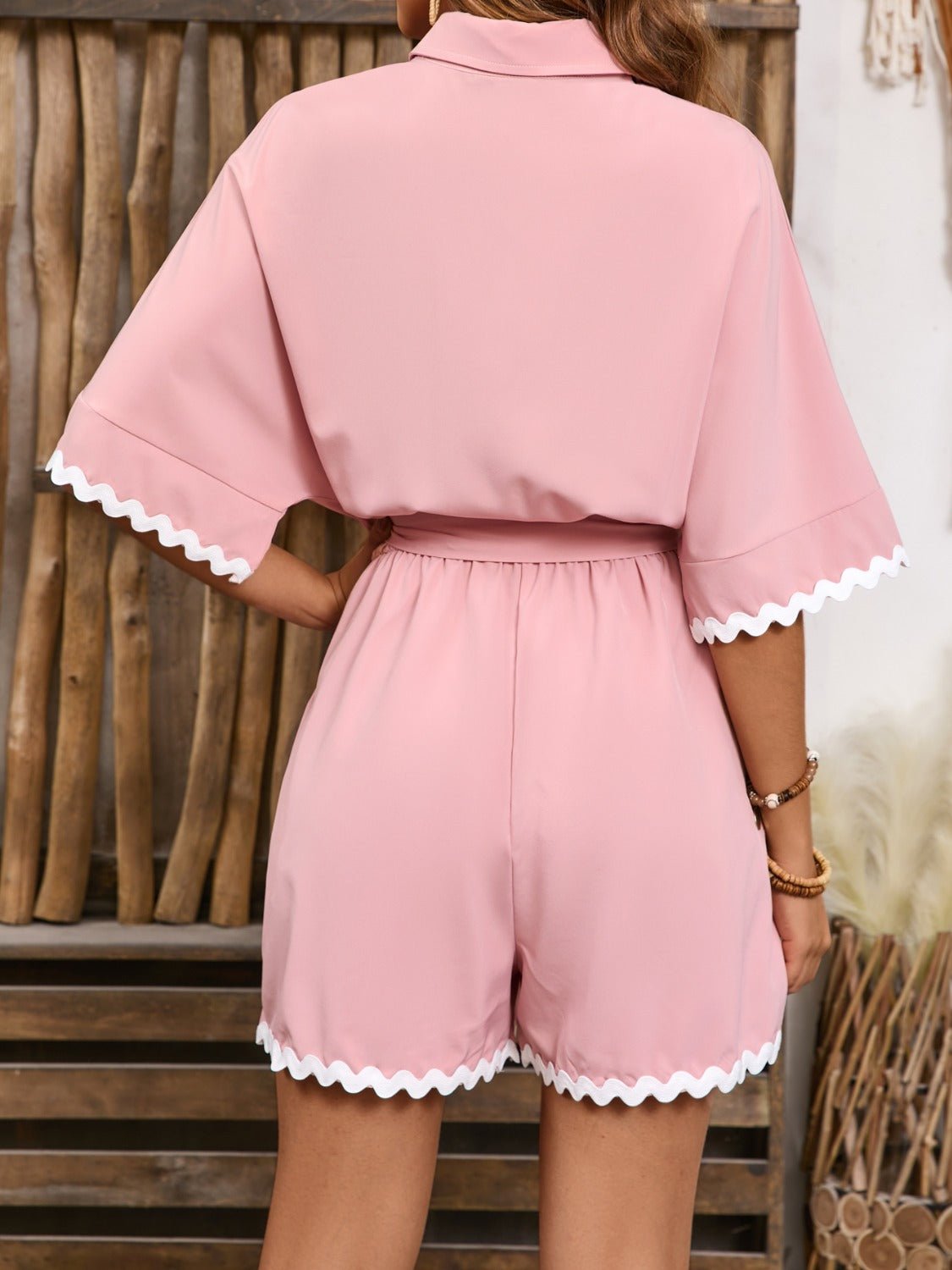 Contrast Trim Half Sleeve Romper - Loulou Boutique