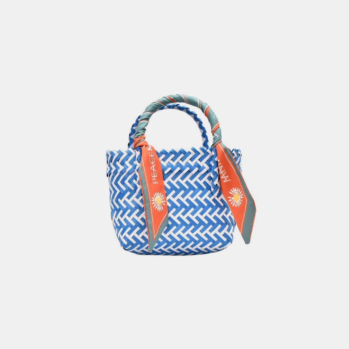 Contrast Woven Handbag with Ribbon - Loulou Boutique