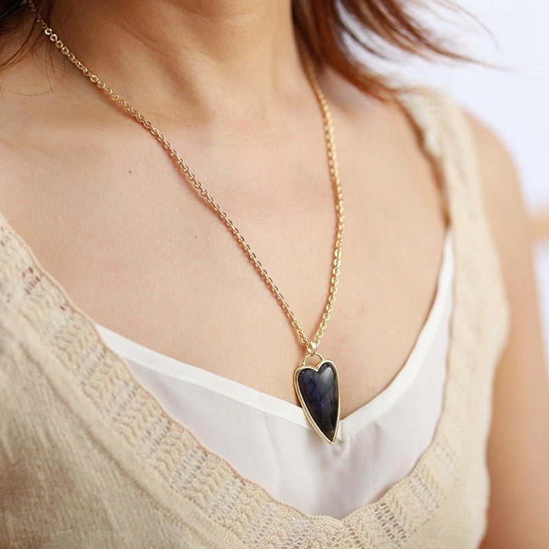 Copper Labradorite Heart Shape Necklace - Loulou Boutique