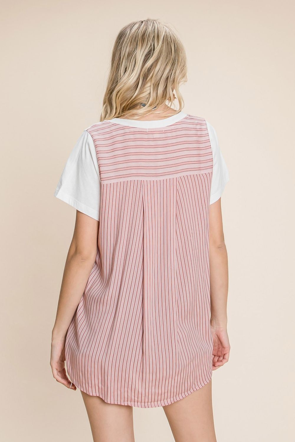 Cotton Bleu by Nu Label Contrast Striped Short Sleeve T - Shirt - Loulou Boutique