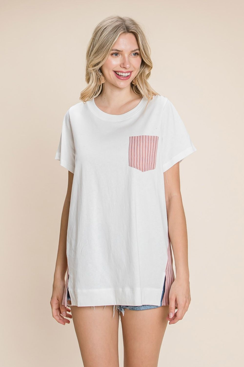 Cotton Bleu by Nu Label Contrast Striped Short Sleeve T - Shirt - Loulou Boutique