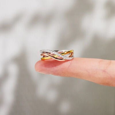 Crisscross Gold - Plated 925 Sterling Silver Ring - Loulou Boutique
