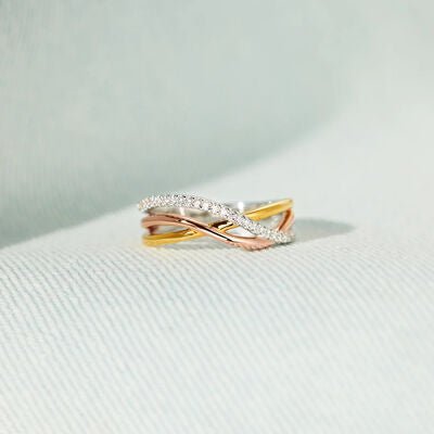 Crisscross Gold - Plated 925 Sterling Silver Ring - Loulou Boutique