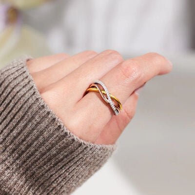 Crisscross Gold - Plated 925 Sterling Silver Ring - Loulou Boutique