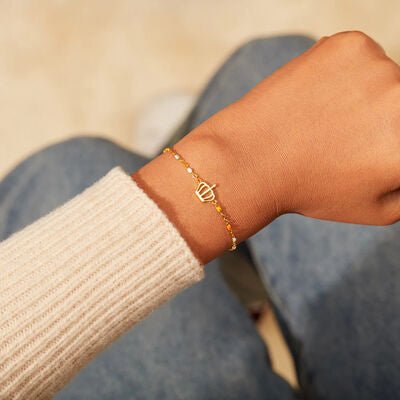 Crown Shape 18K Gold - Plated Bead Bracelet - Loulou Boutique