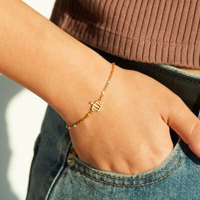 Crown Shape 18K Gold - Plated Bead Bracelet - Loulou Boutique