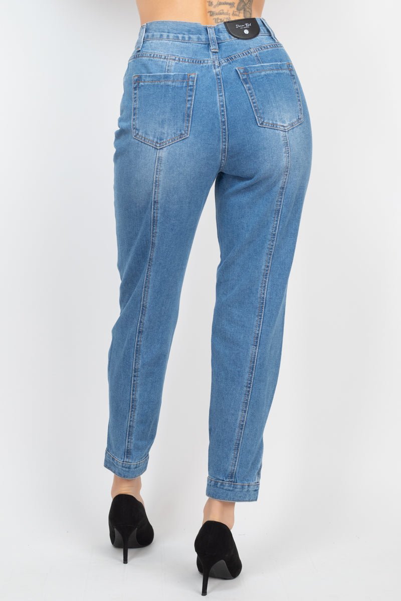 Cuffed - button Mom Jeans - Loulou Boutique