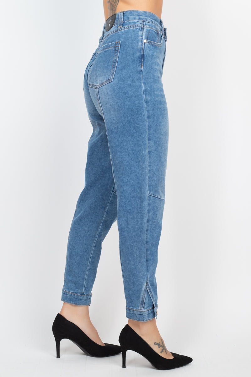 Cuffed - button Mom Jeans - Loulou Boutique