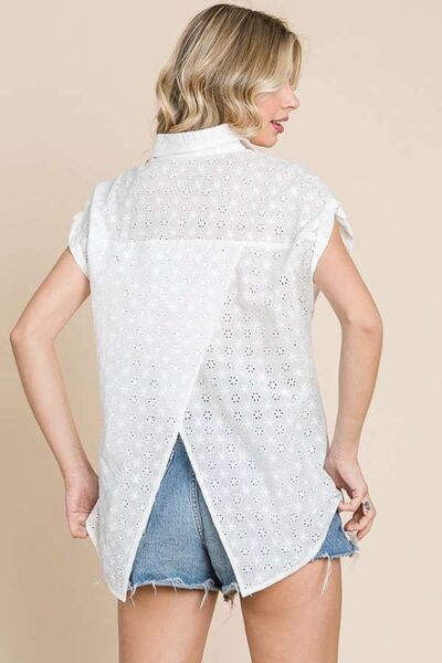 Culture Code Eyelet Crisscross Back Button Up Shirt - Loulou Boutique